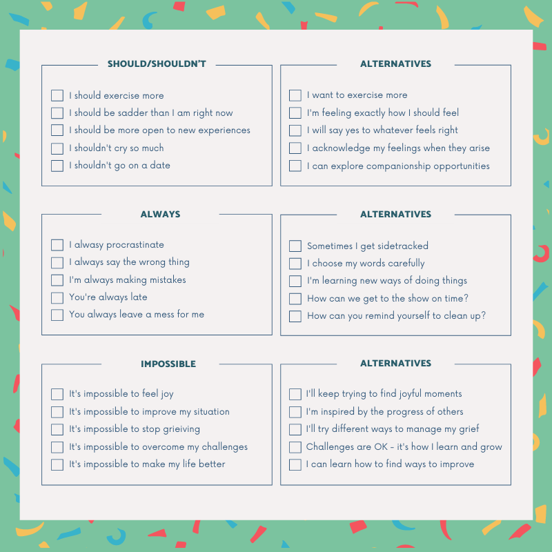 Table of words to remove from vocabulary including shouldn't, always and impossible